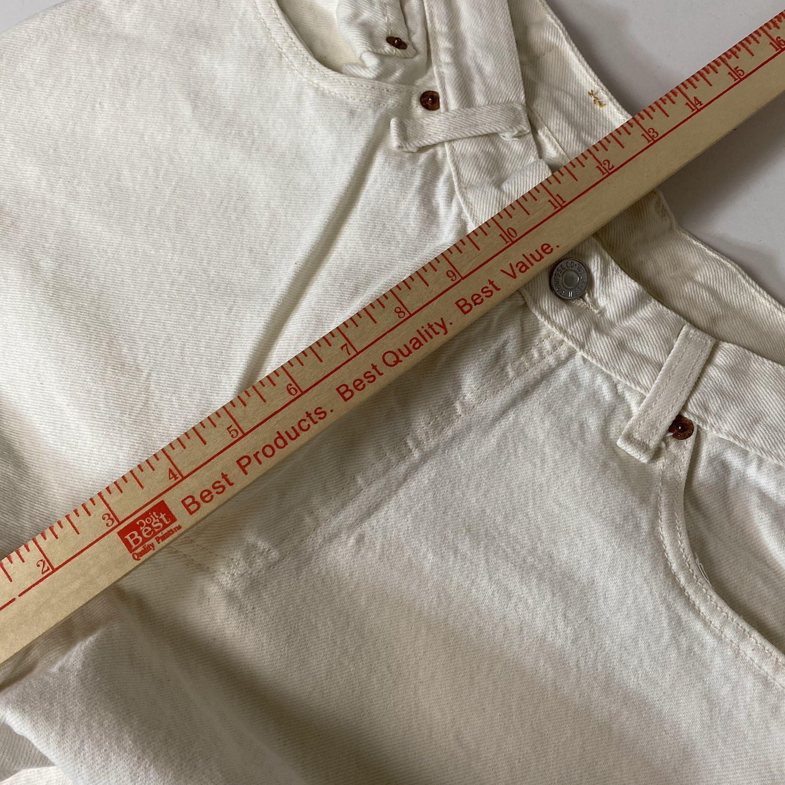 Vintage Levi’s 501 Jeans White Button Fly 80s 90s Size 13LONG Fits 30×33