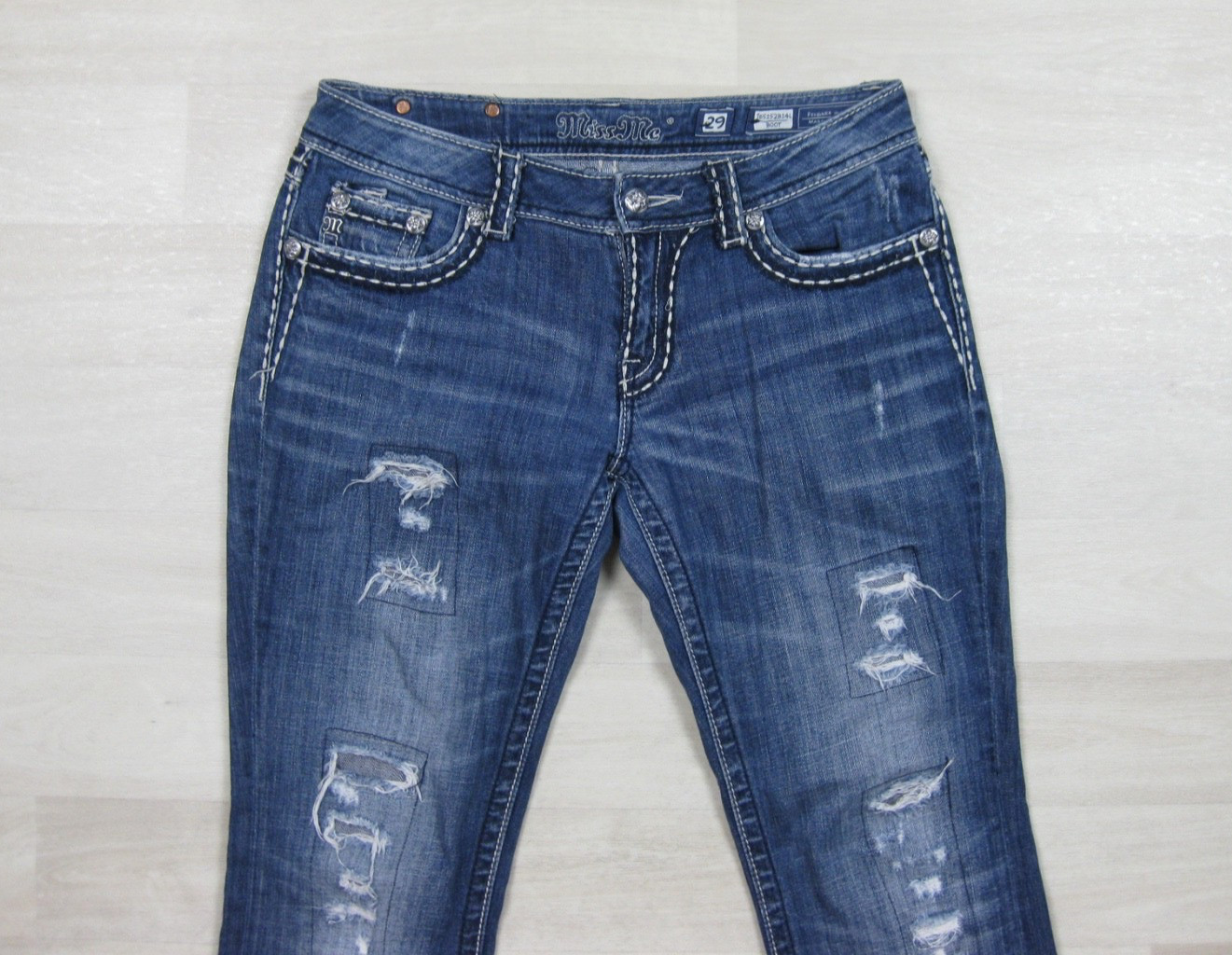 Y2K Miss Me Jeans Women’s (29) Low Rise Bootcut Biker Core #JE5152B14L McBling