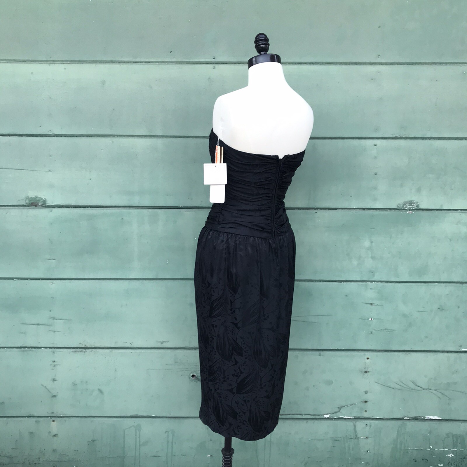 Deadstock NWT 1980’s Vintage 80s 1990’s 90s Black Silk Party Cocktail Dress S M