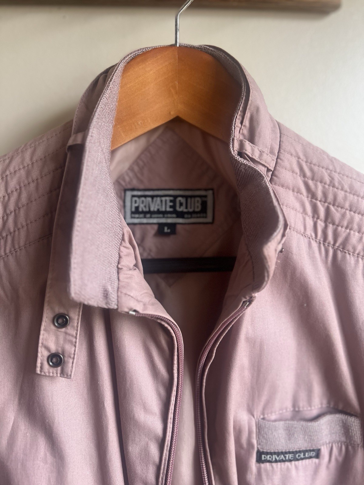 Vintage Private Club Bomber Women’s L Pink Mauve 80s 90s Windbreaker Hong Kong