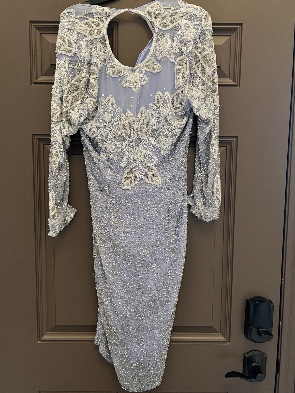 VTG Black Tie Beaded Evening Gown Size 12 Sequin Formal 80 Prom Glam Gala