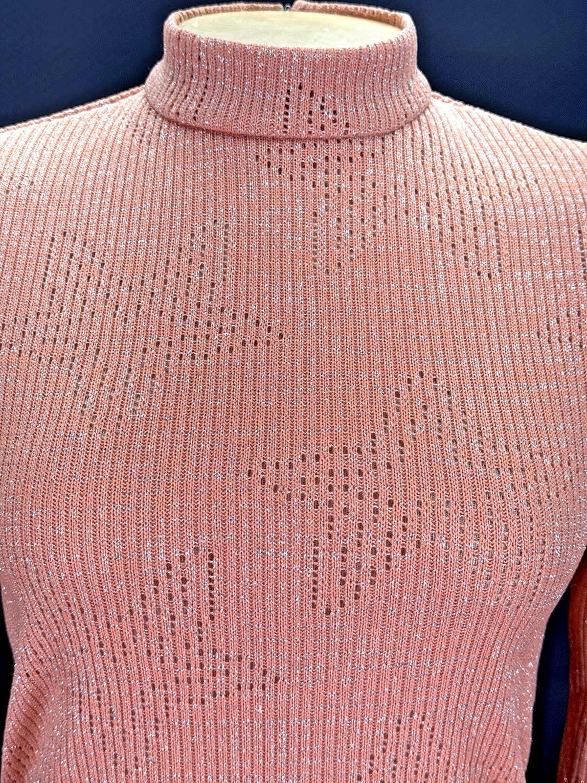 VTG 60s Bleeker Street Hostess SMALL Mod Dress Textured Poly Knit Sparkly w Belt