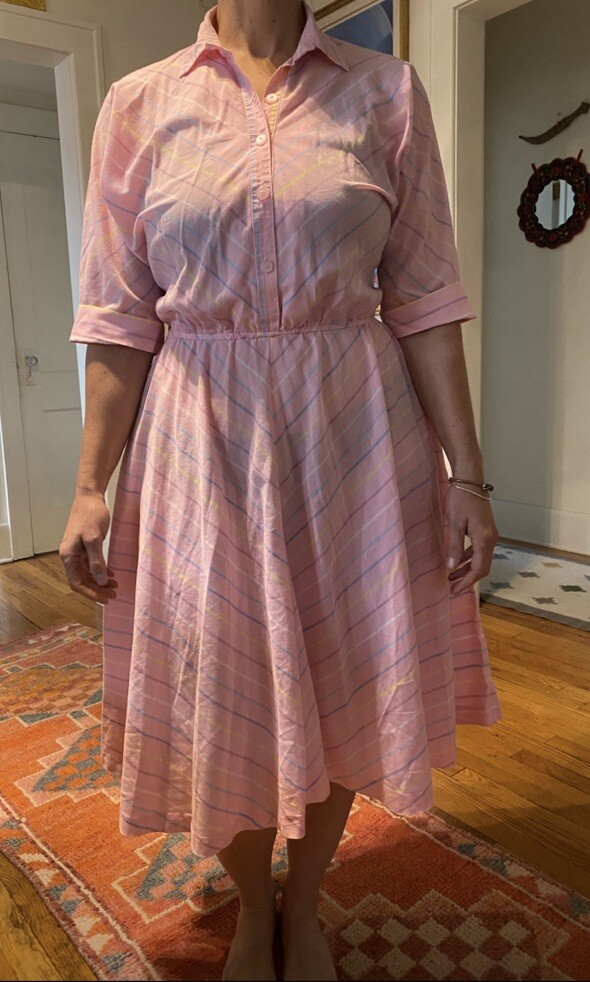The American Shirt Dress Vintage 80s Pink Stripe
