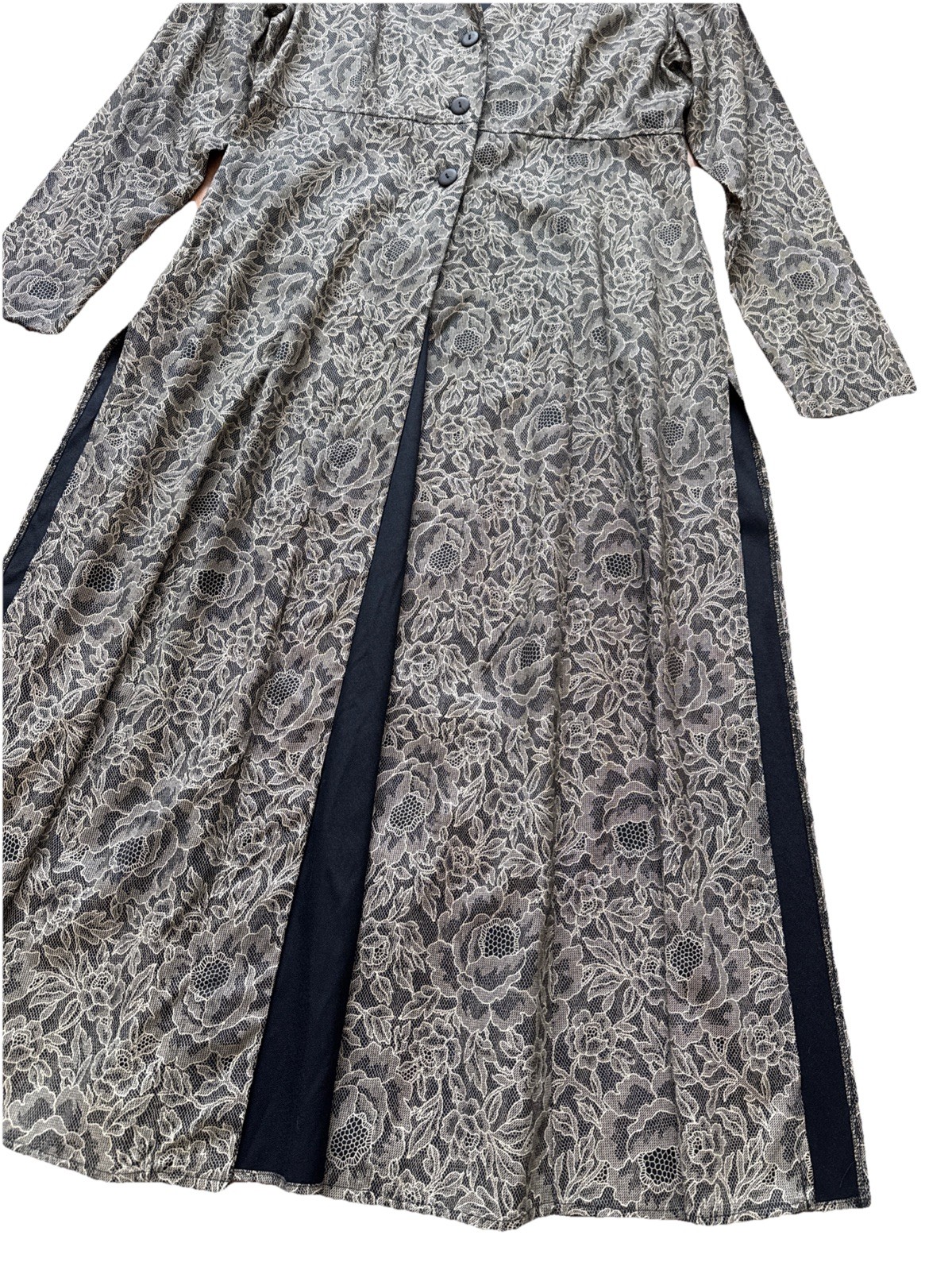 Vintage 90s Rabbit Rabbit Rabbit Shimmer Holographic Maxi Duster Kimono Sz 12