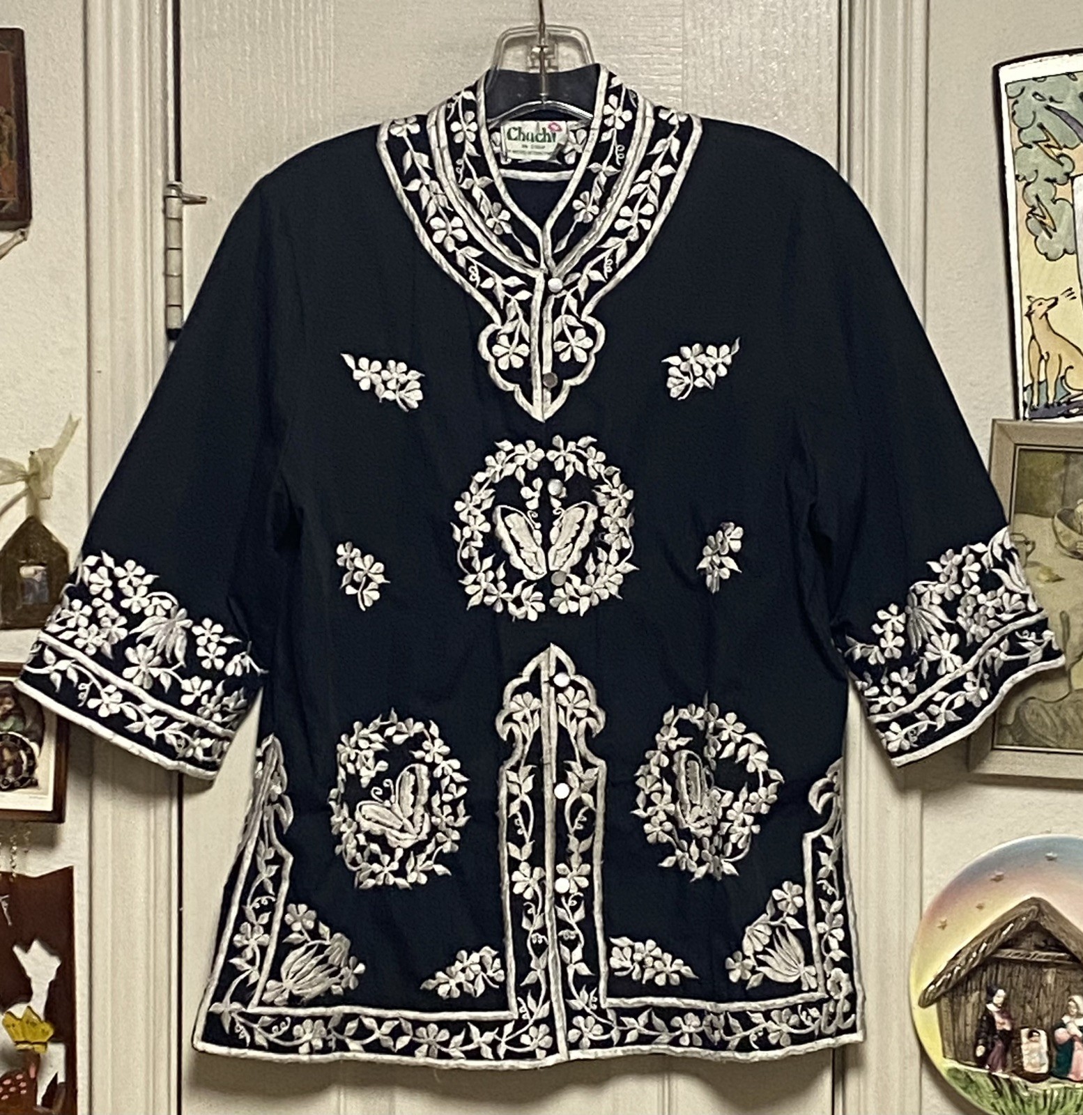 Chuchi By Amtops International, Inc Vintage 1970’s Embroidered Kaftan M Top