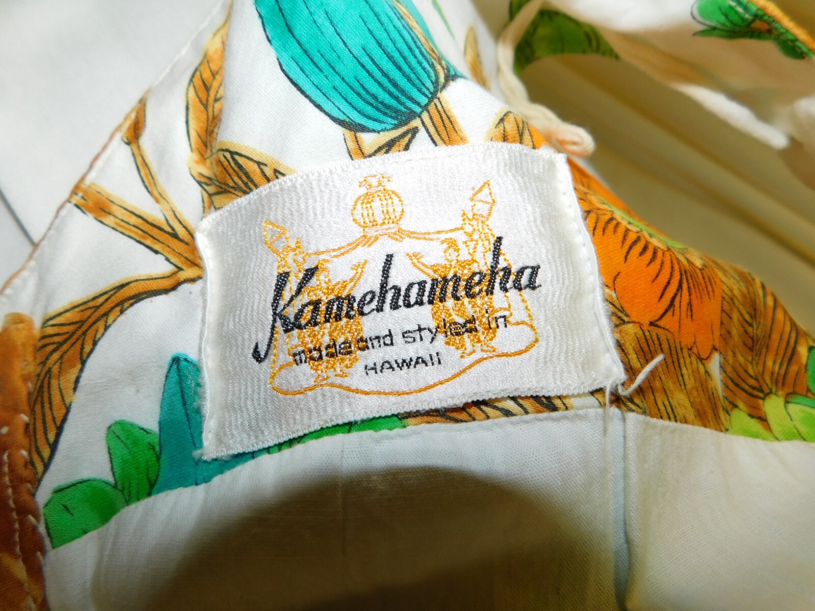 Vintage KAMEHAMEHA Hawaiian Print Dress 1950’s 26″ Waist SMALL *