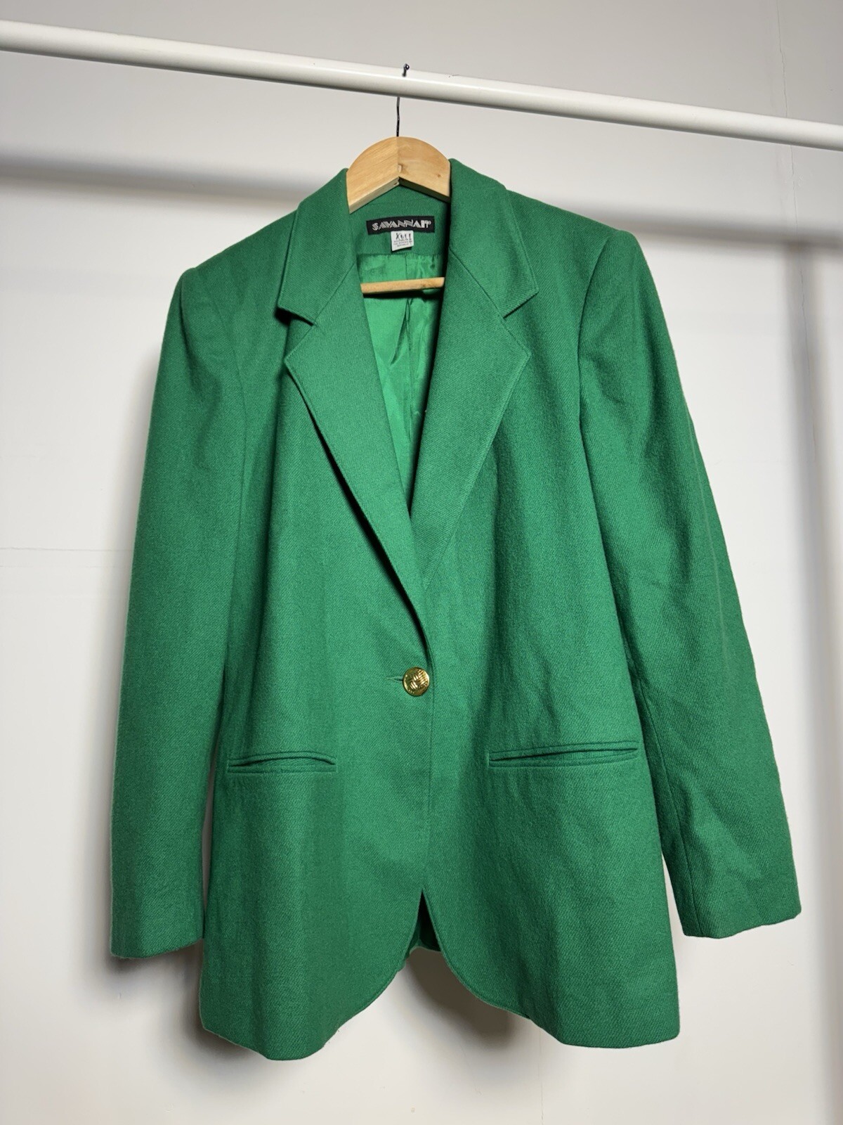 Vintage Savannah 100% Pure Wool Green Gold Button St. Patrick’s Day Blazer Sz 6