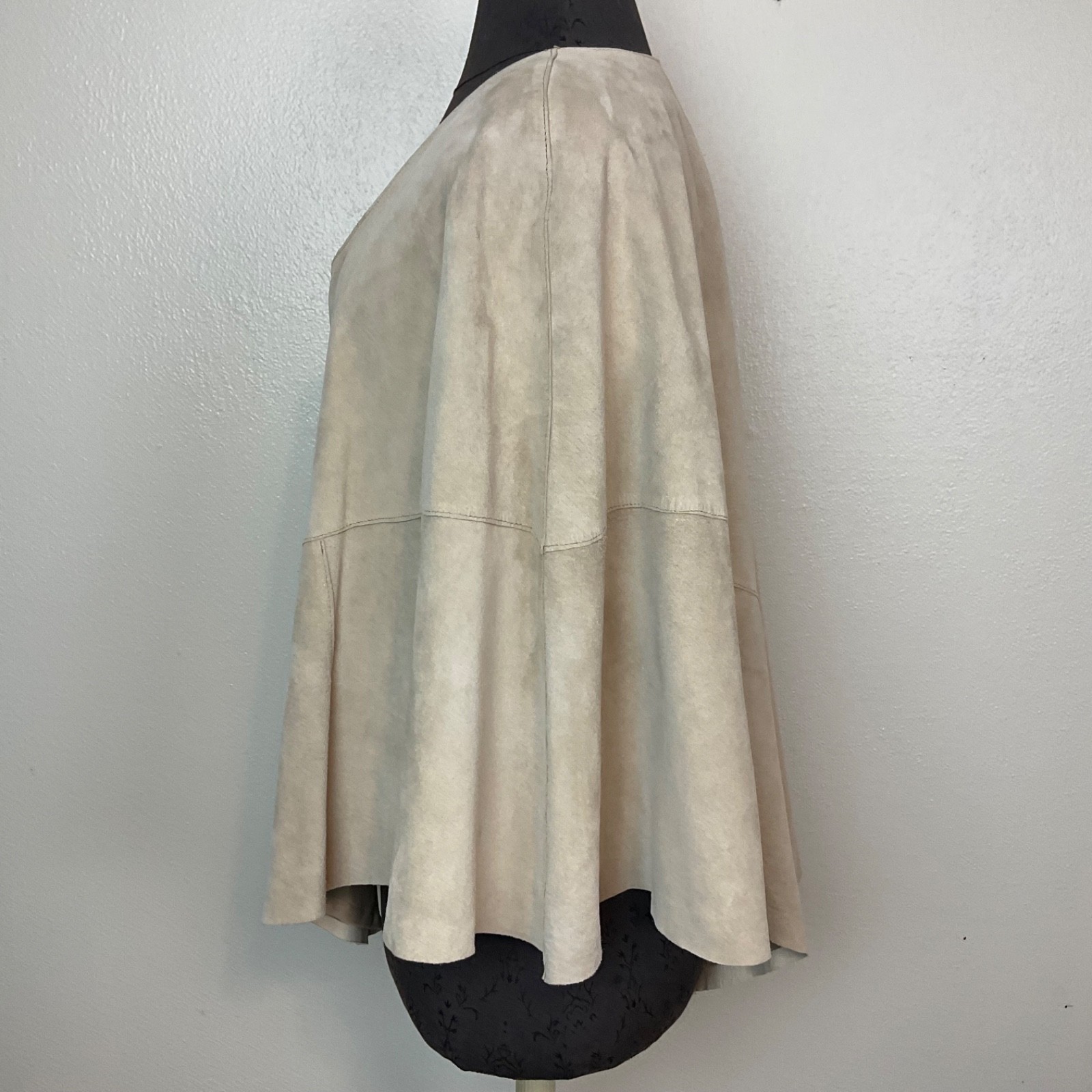 Vtg Uniform John Paul Richard Suede Leather Poncho Buckskin Tan Lined Western L