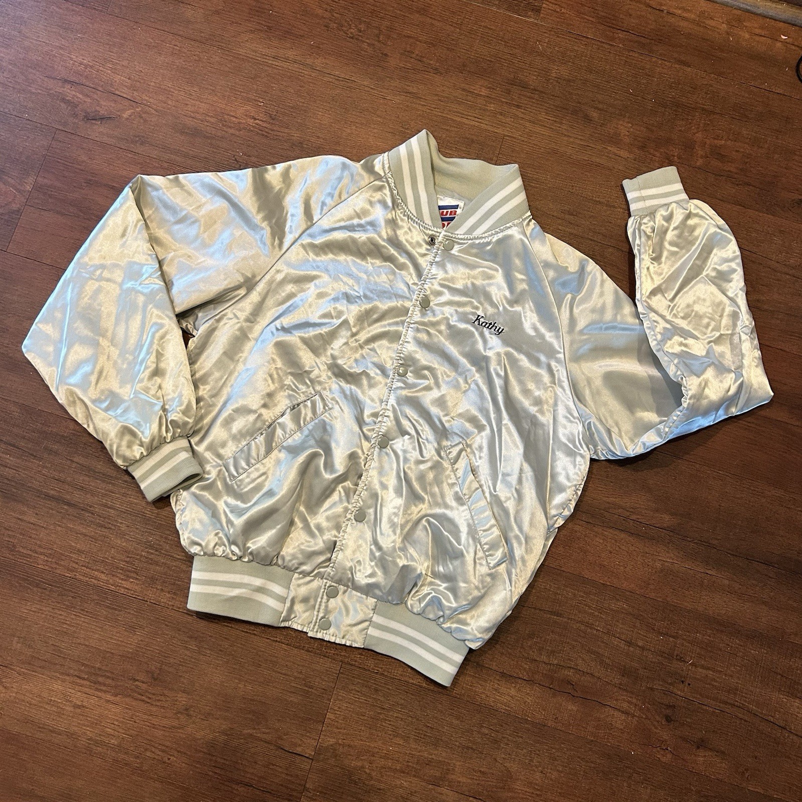 Vintage Club 21 Satin Jacket Silver Women’s Large Skating Ringer The Hop Tucson