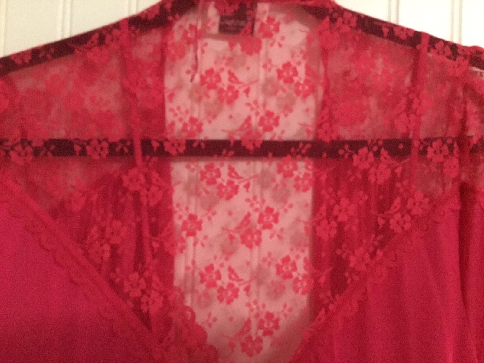 Vintage Paramount New York Peignoir Set Size Large Pink Nylon (flaw In Robe)