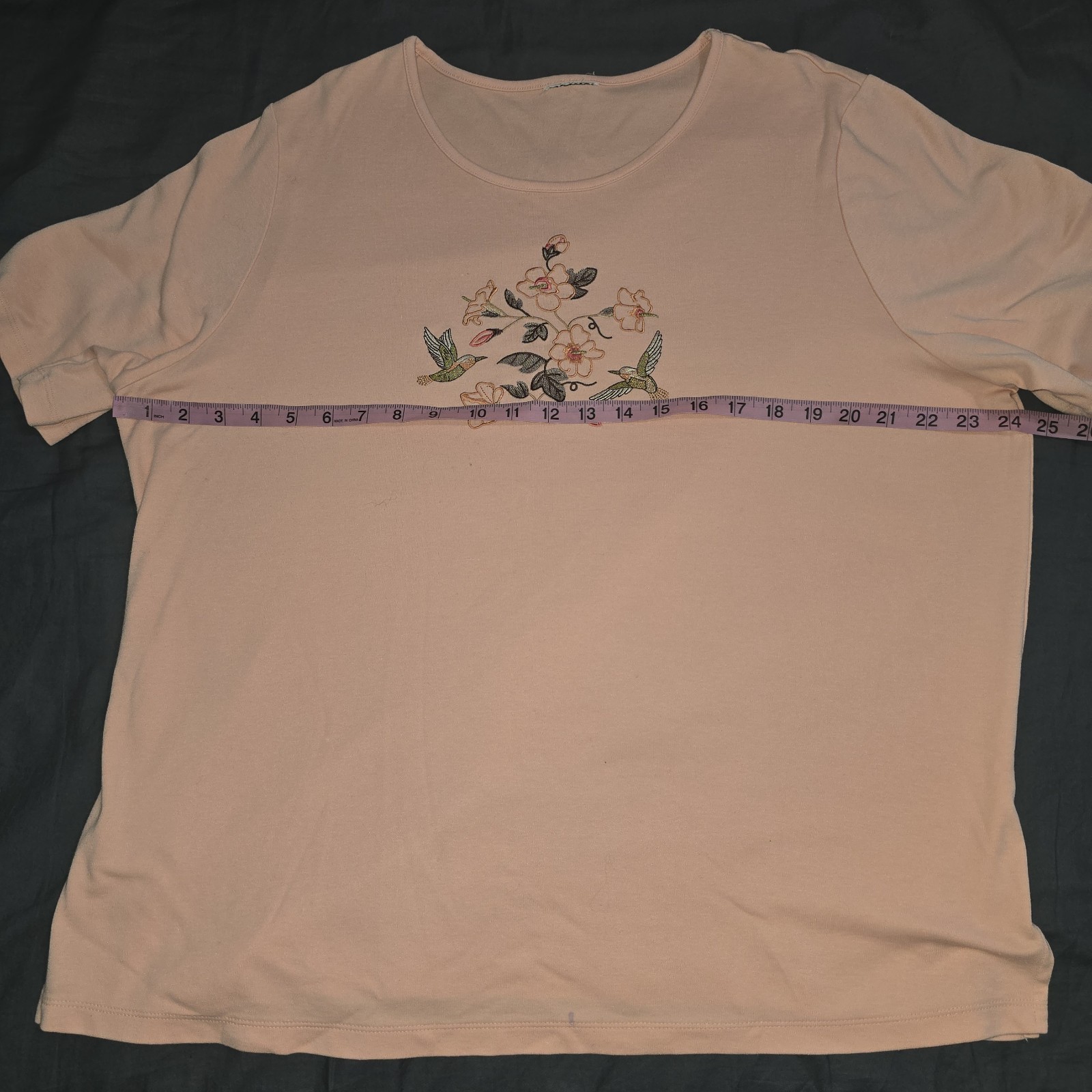 VTG Bon Worth Hummingbird Floral Embroidered Granny Shirt Retro Casual Relaxed