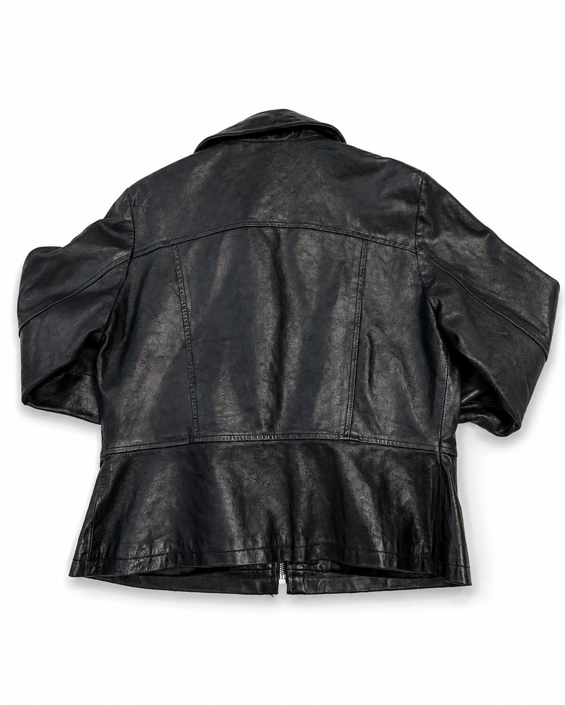GUESS vintage 90s women’s Black Leather Full Zip Lined Short Biker Jacket Size M