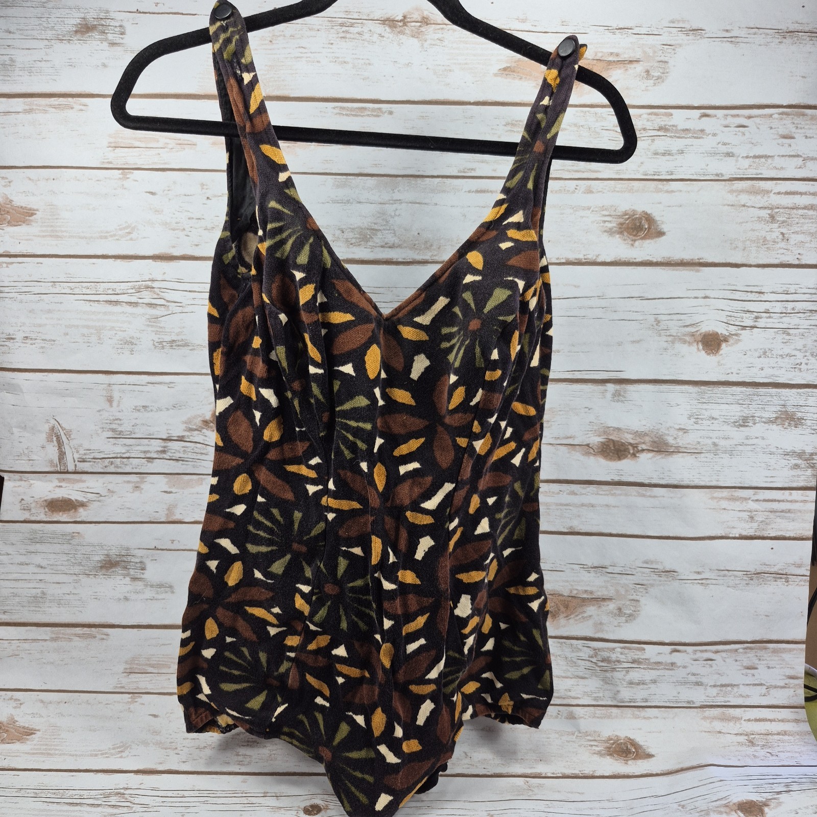 Vintage 50s Rose Marie Reid Swimdress One Piece brown plaid