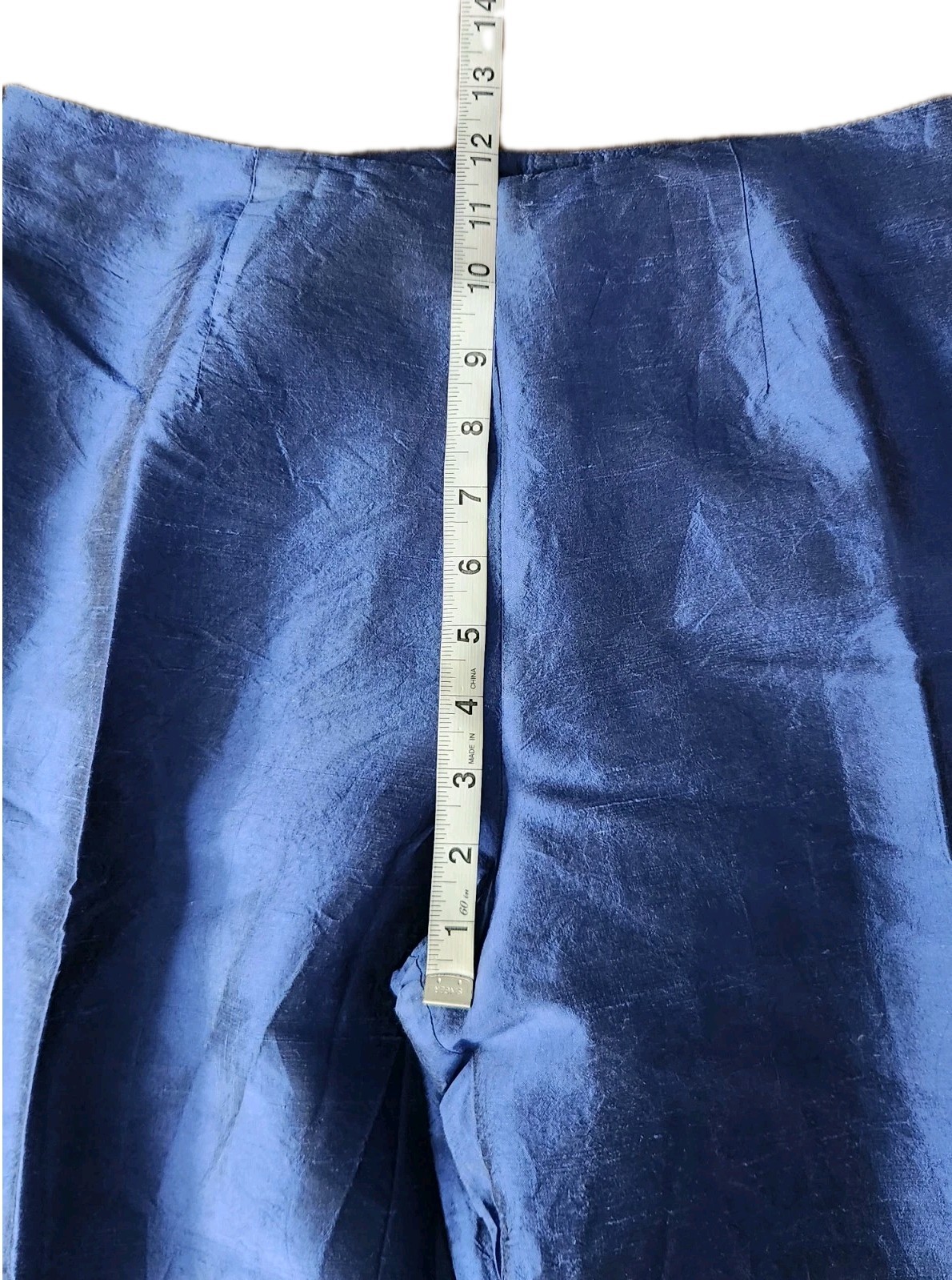 Sunny Leigh Vintage Blue Beaded Silk Dupioni 2 Piece Pants Blouse Set Size M