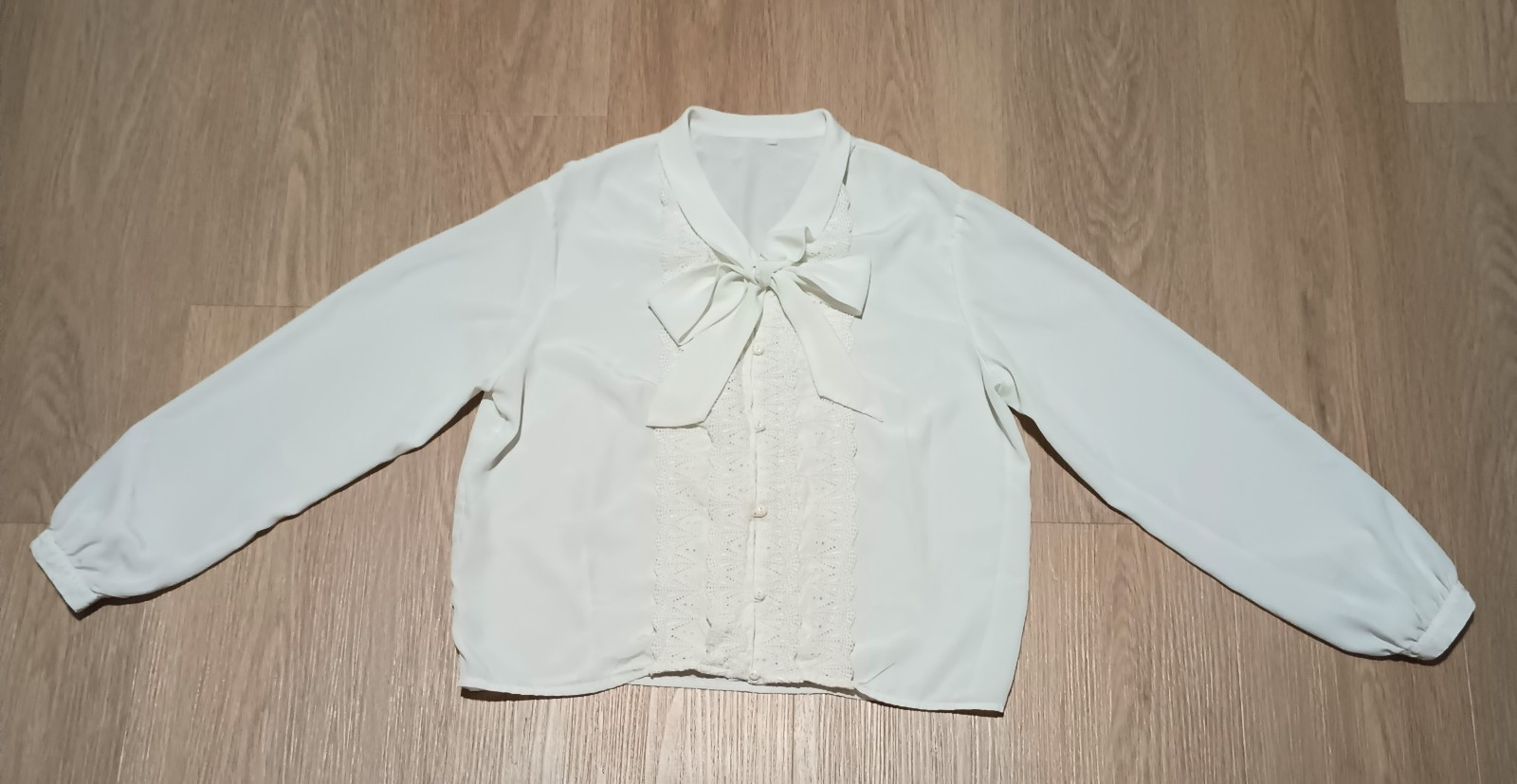 Vtg 70s Off White Smooth Soft Country Cottagecore Blouse Top office career M L