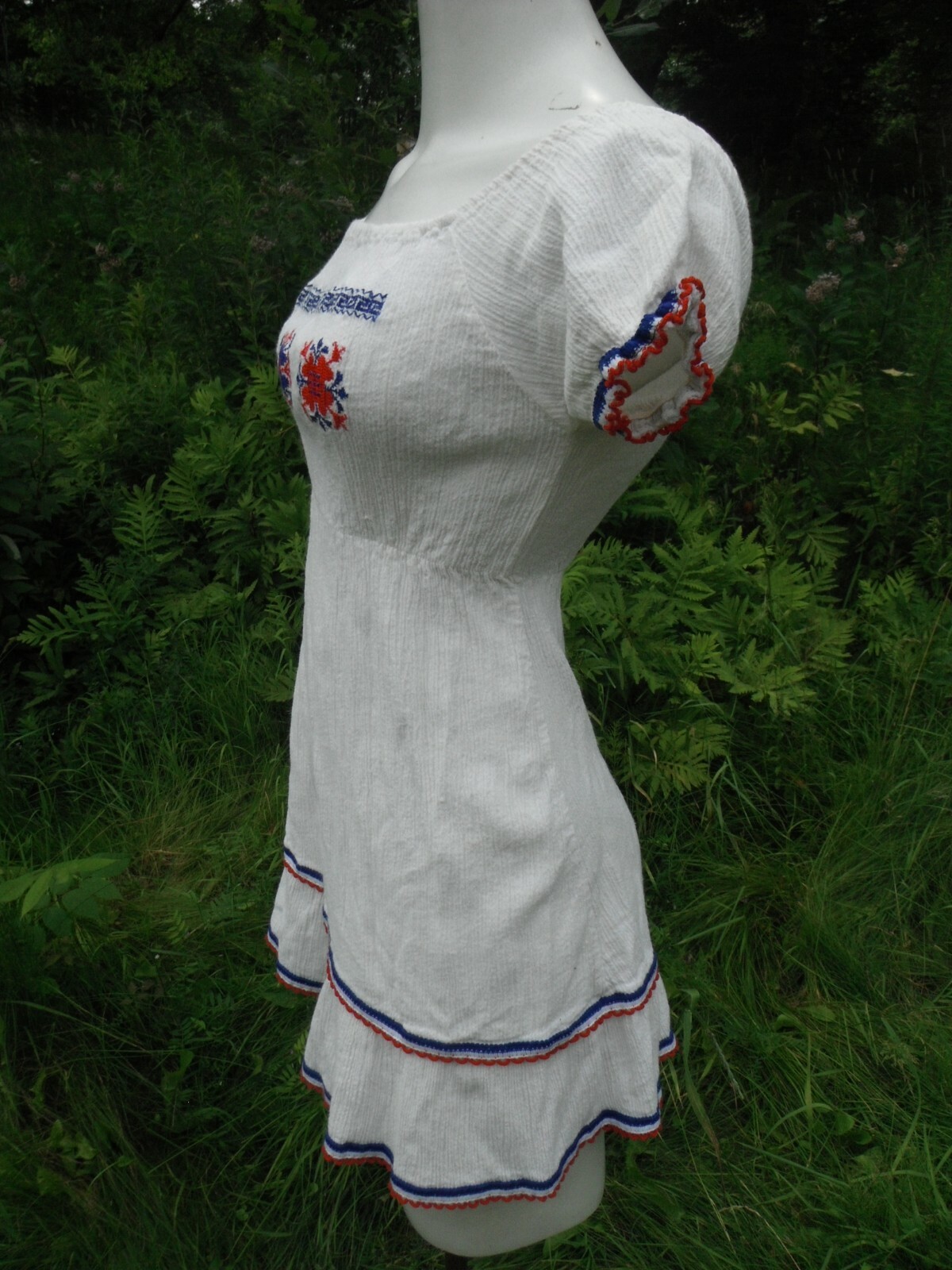 VTG. ’70’s embroidered 100% cotton made in GREECE HIPPIE BOHO peasant BLOUSE S