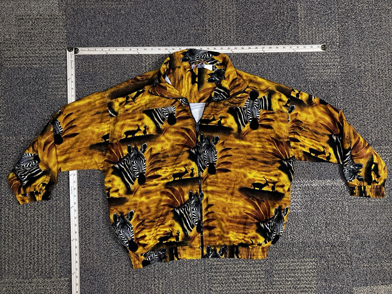 Vintage 1980s Kaktus Plus Zebra Animal All Over Print AOP Jacket Women’s XL/XXL