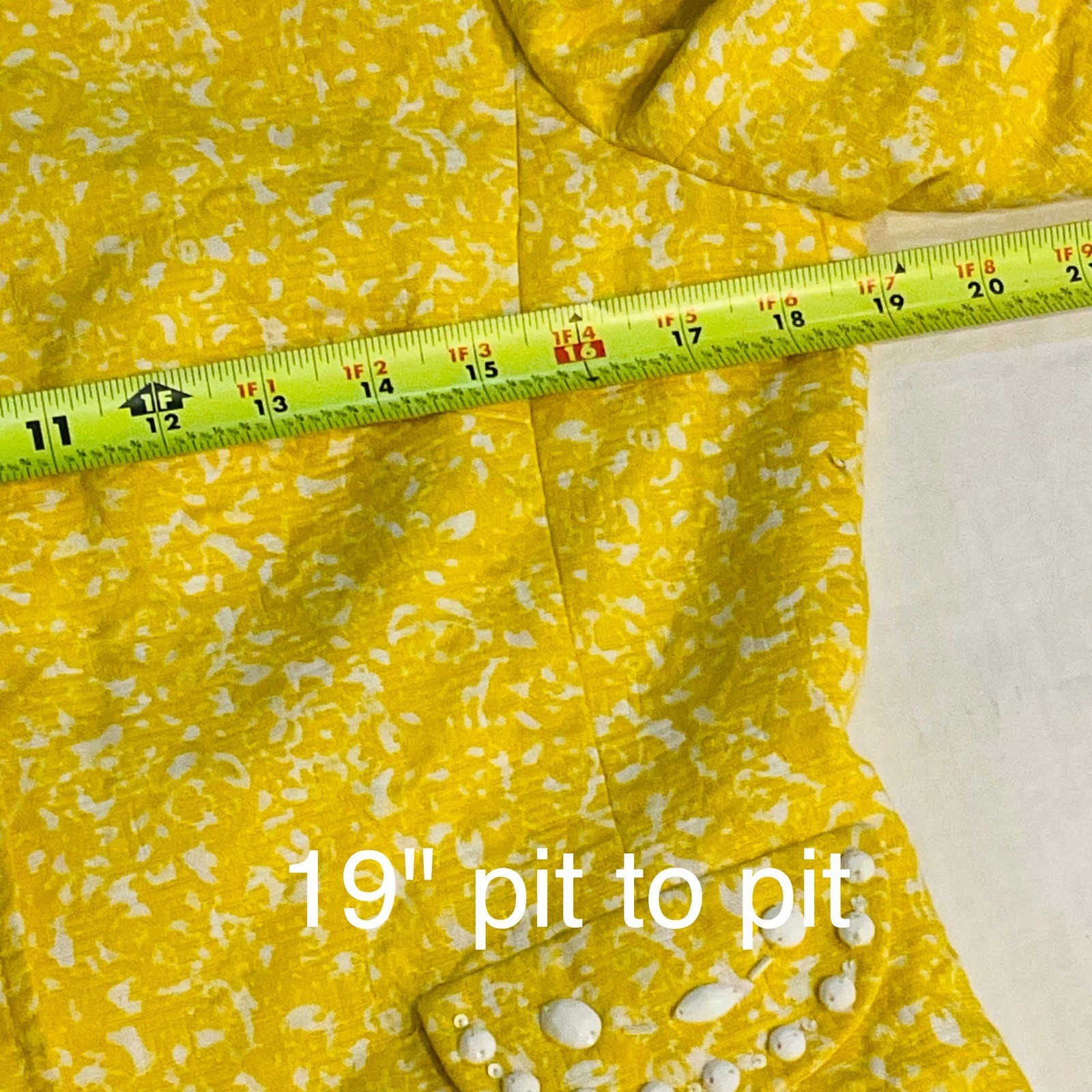 TAHARI ASL women’s yellow white beaded floral suit skirt blazer vintage cotton 6
