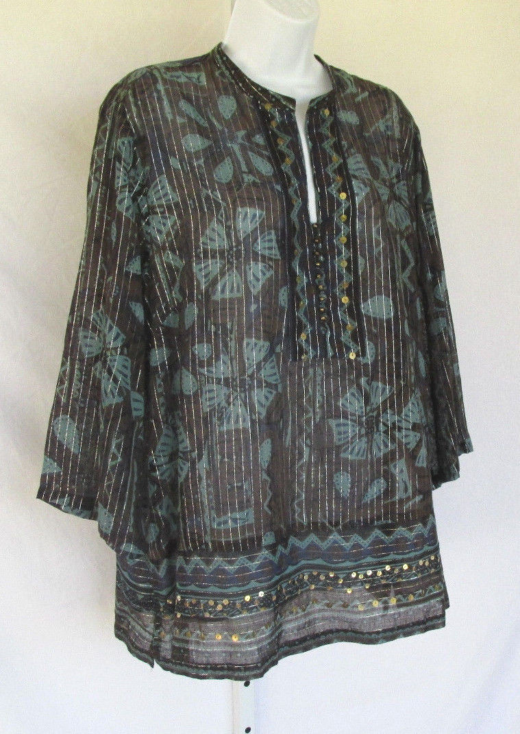 VINTAGE 1990s MILLENIUM COTTON SEQUIN BRASS BUTTON TOP BROCADE THREAD SIZE 18/20