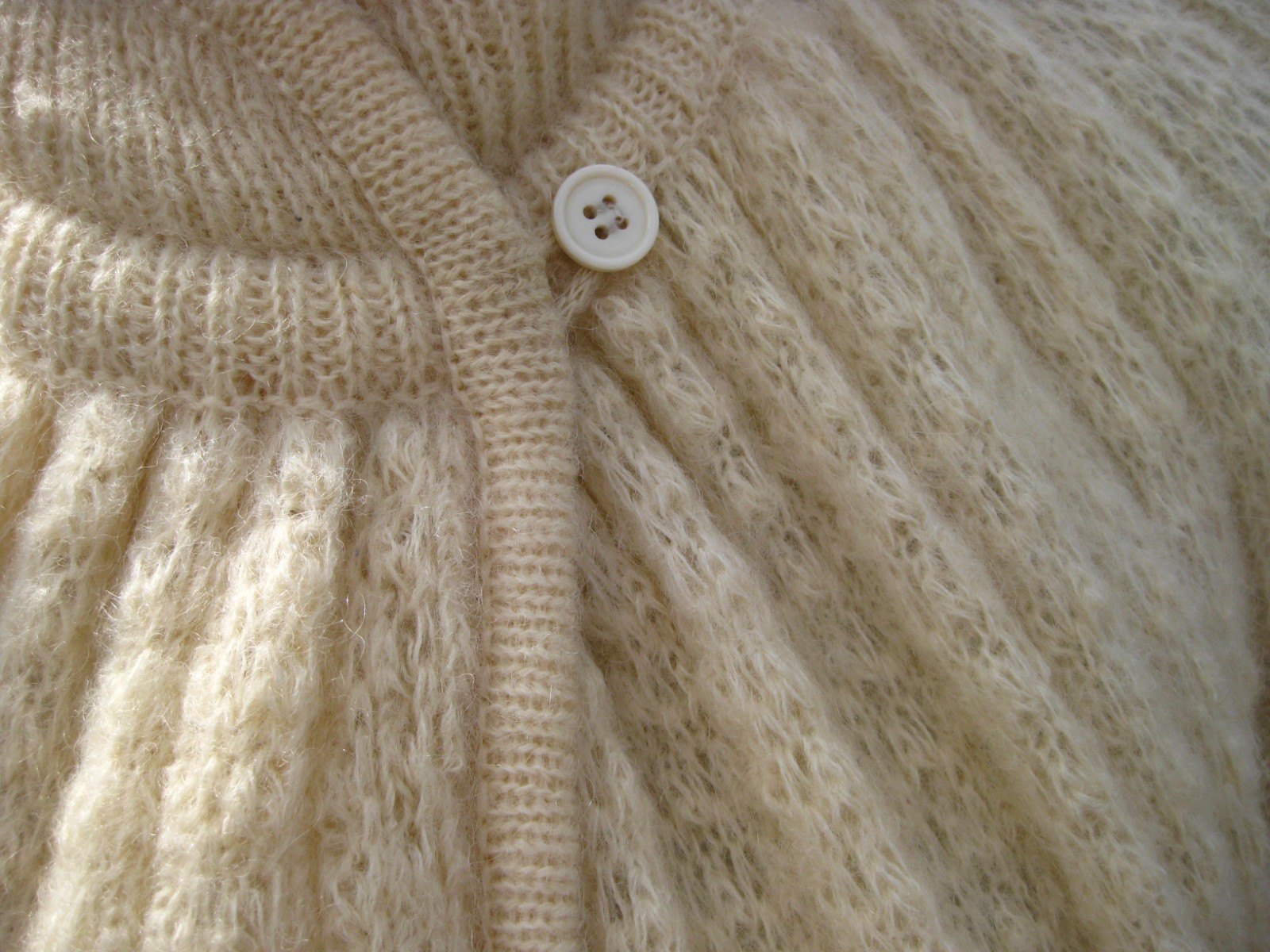 I.B. Diffusion Mohair Wool Long Ivory Cream Sweater Coat Size L Vintage 80s