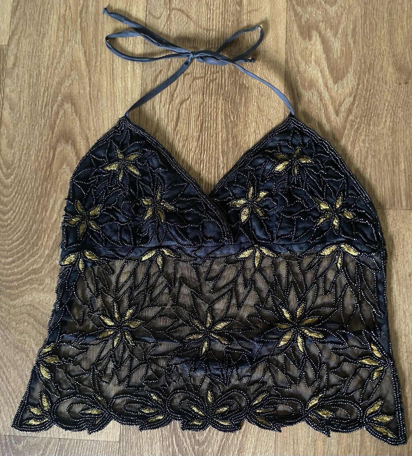 Vintage Charlotte Russe Y2K Backless Beaded Halter Top Fairycore Festivals
