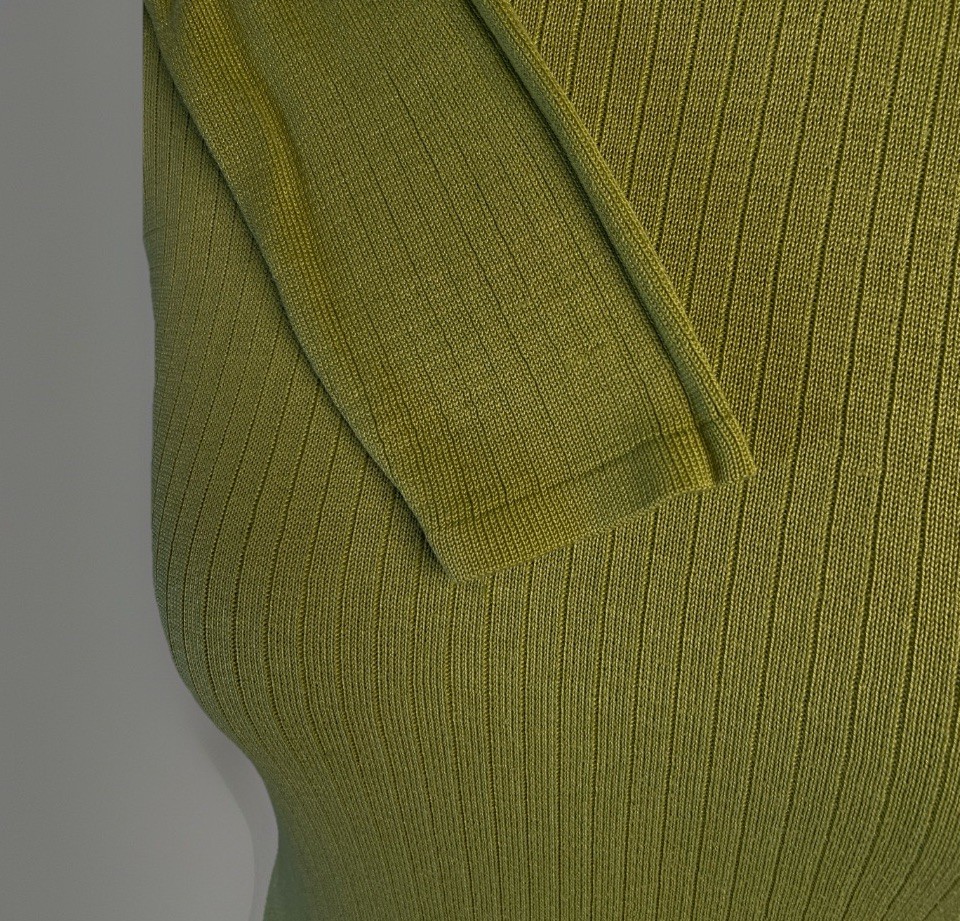 Vintage 80s 90s Size Sm 100% Silk Ribbed Knitwear Lime Sweater Stephanie Andrews