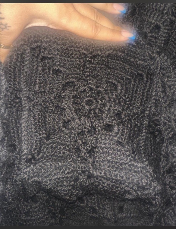 Vintage Hand Made Crochet Granny Square Top Coverup See Through Sweater Size XL