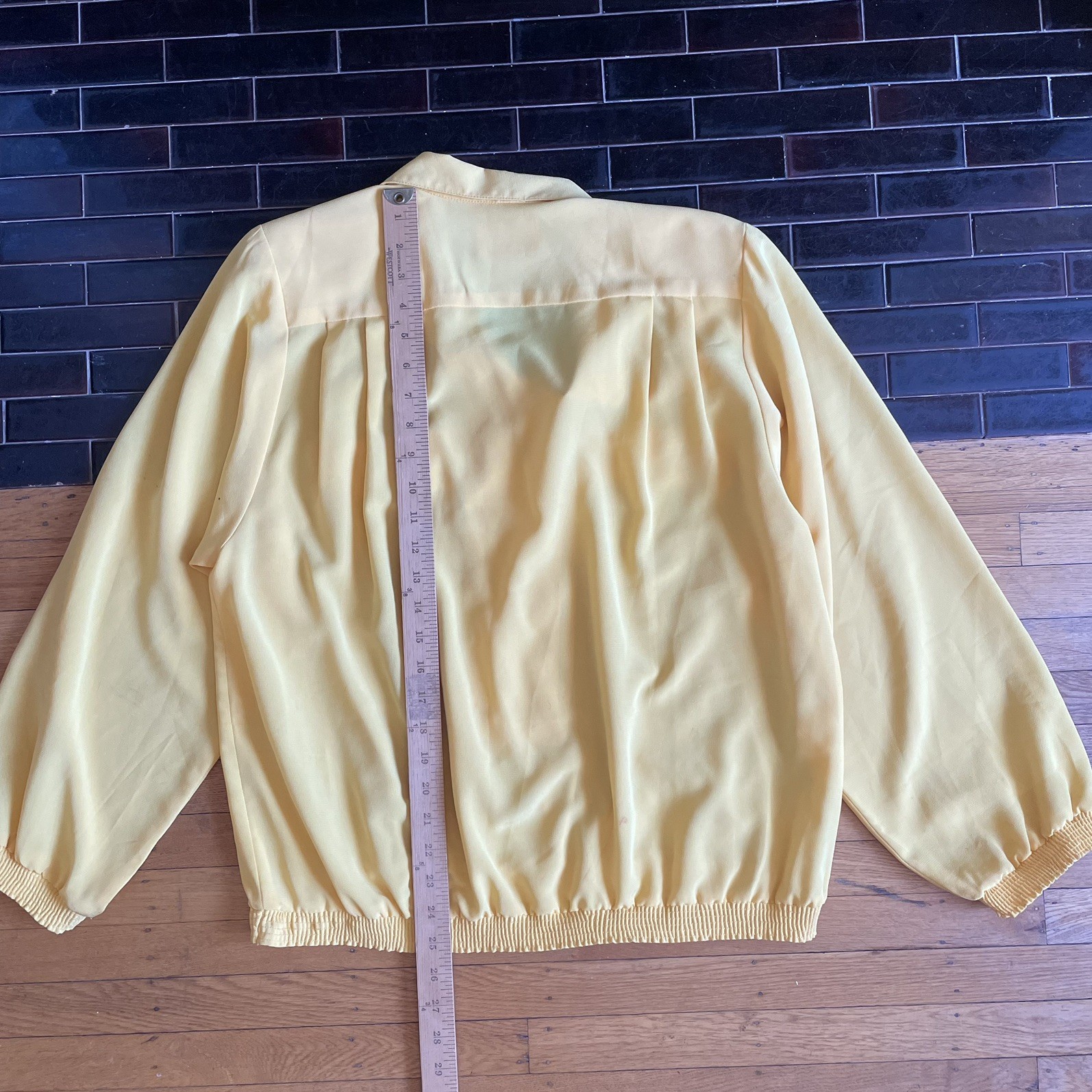 Da-Rue of California 80s Yellow Polyester Button Shirt Womens 12 Vintage