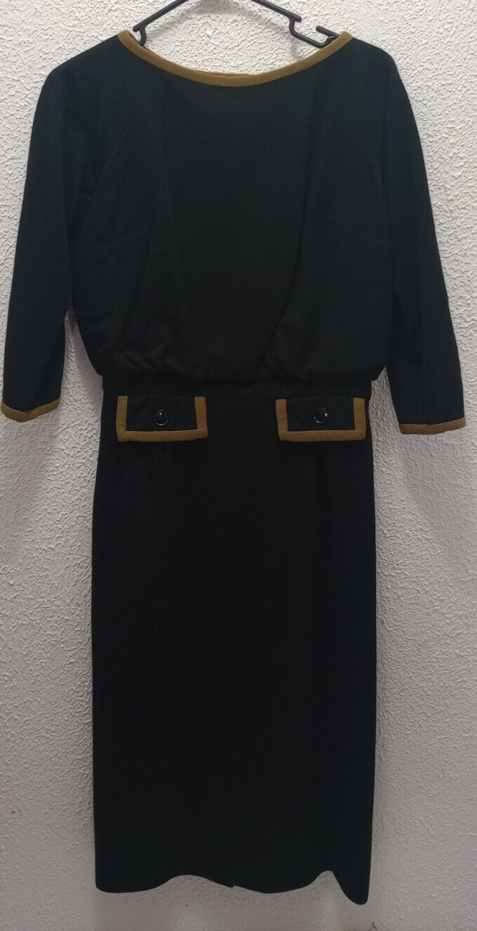 Vintage 1960’s Black Green 12 Drop waist Dress by Jerry Gilden New York