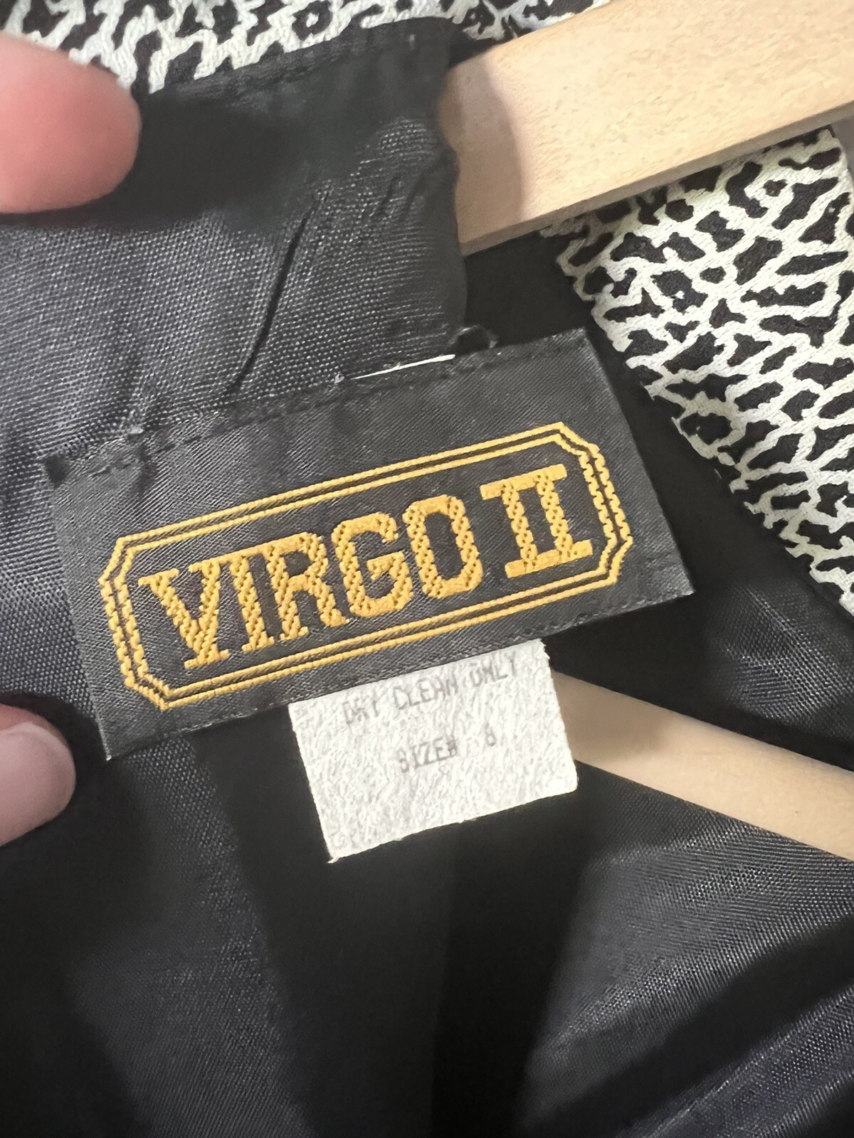 Vintage 90s Virgo II Black Animal Print Faux Dress Set Size 8