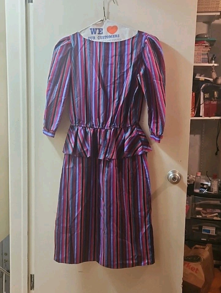 80s Striped Secretary Dress John Richard of California