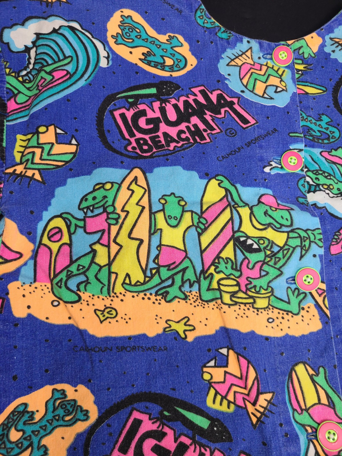 Vntg 90s Outfit Set Iguana Beach Soveneir Womans Small Girls Large Neon Colors