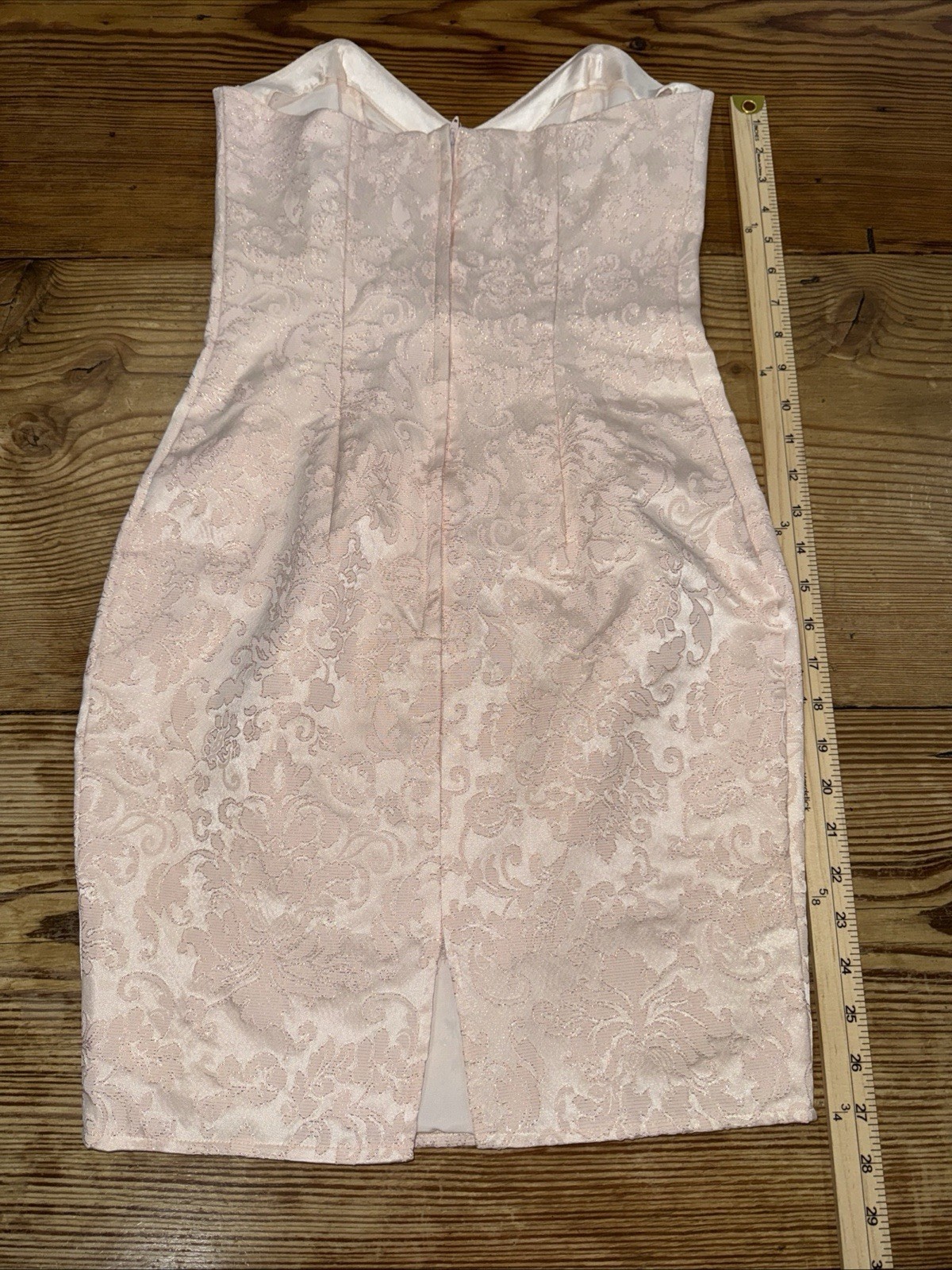 Jessica McClintock Gunne Sax Strapless Jacquard Brocade Cocktail Dress Pink 7/8