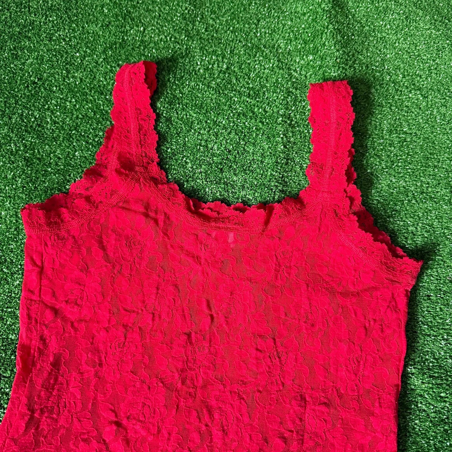 Vintage Y2K Hanky Panky Red Lace Camisole Lingerie Cami Made in USA Top Size M