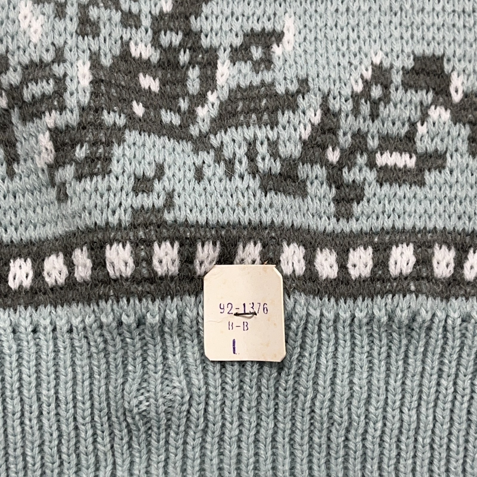 Vintage Rare 80s Together NWT Mint Green/Gray Geometric Rose Sweater Large