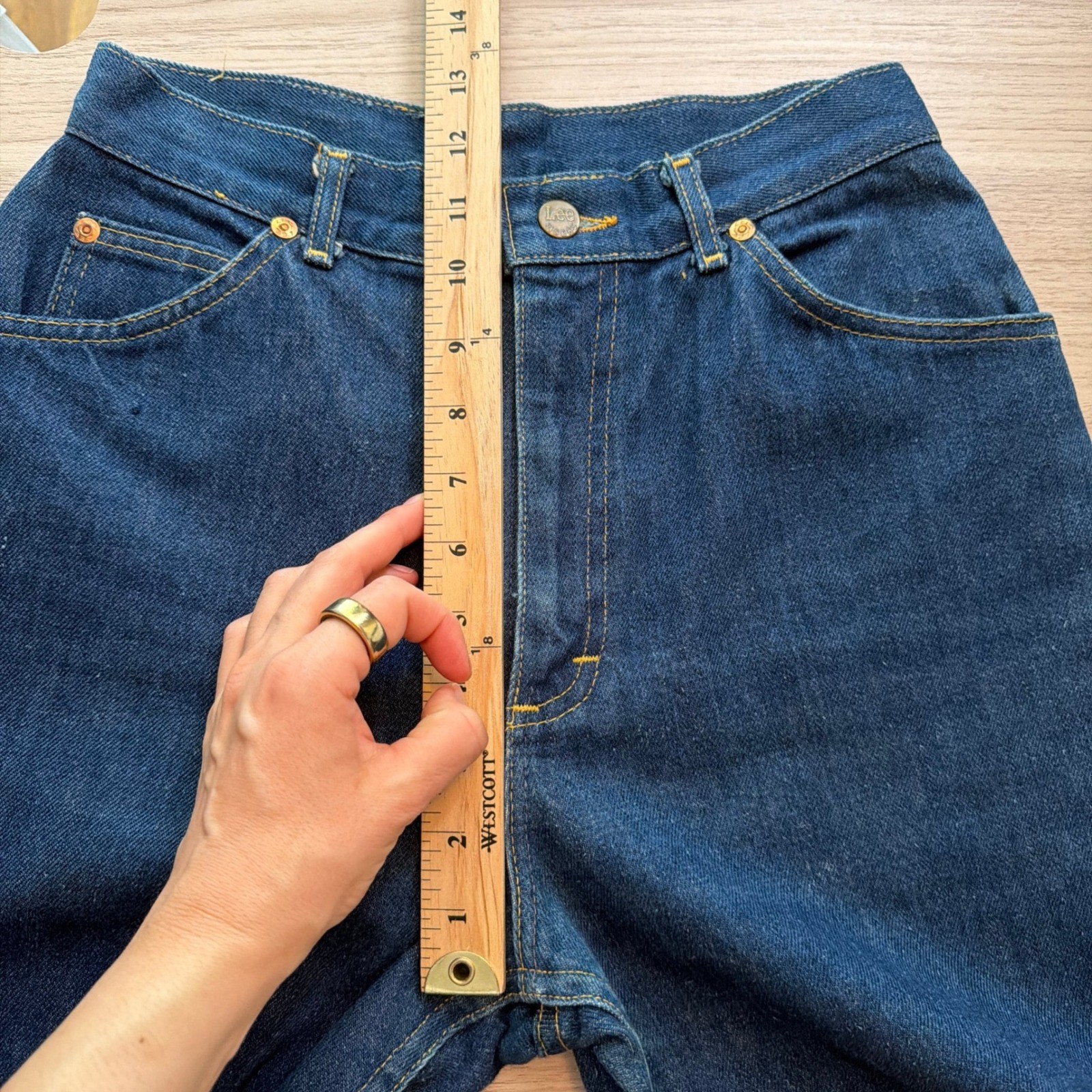 Lee Riders Vintage 1970s High Waist Dark Wash Jeans 25″ Waist Petite USA Made