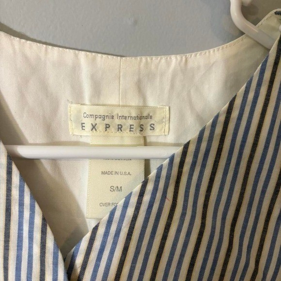 Vintage 90s Express Compagnie Internationale Blue Stripe Tie Back Vest s/m