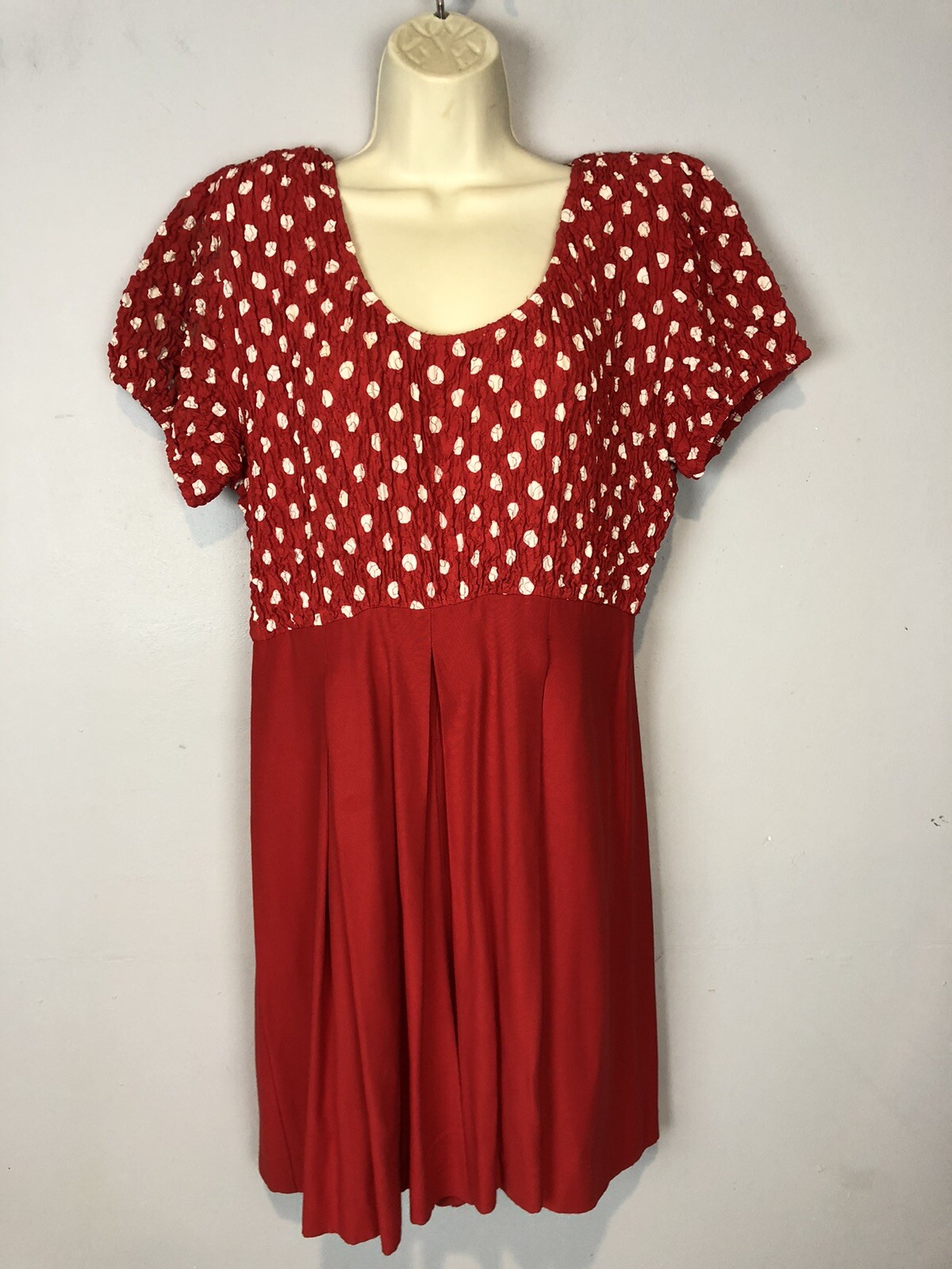 Vtg CREATIONS JOSEPH RIBKOFF red white dots Romper Dress ,shorts – Size 10