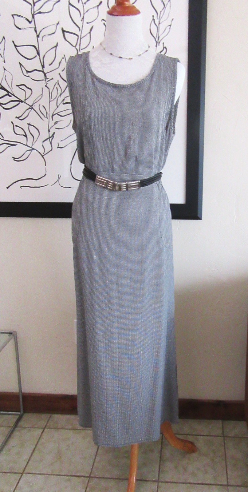 EVAN PICONE Black & white checked top & midi skirt size Large vintage 1990s