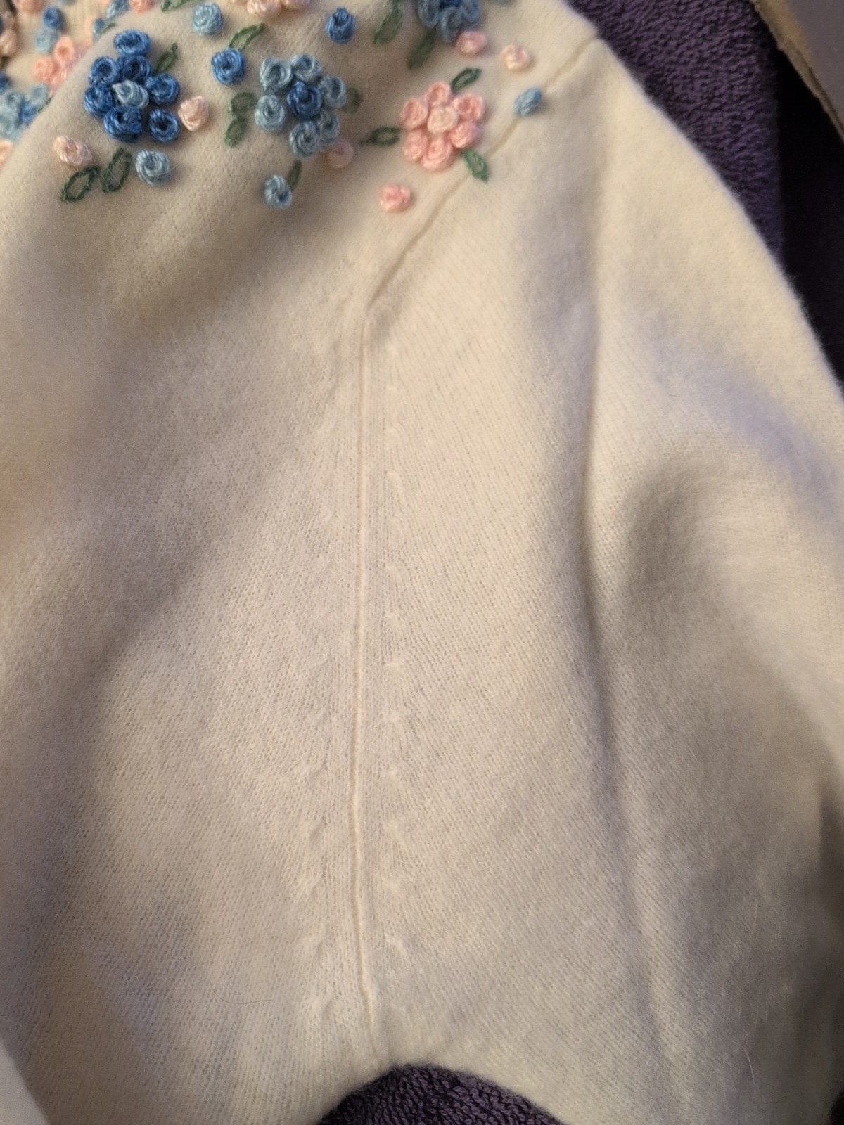 VTG 50’s Cardigan Sweater Barbara Lee Lambswool Hand Decorated HongKong STUNNING