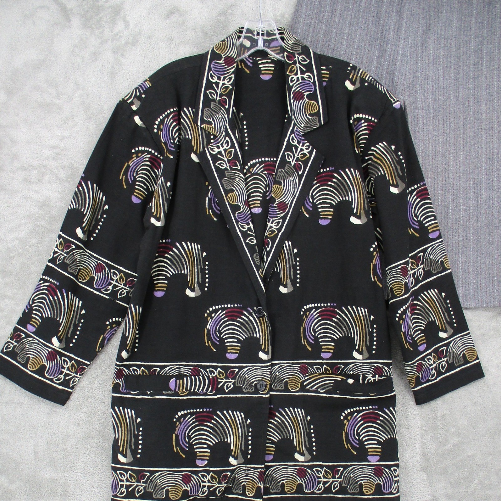 Vintage Skirt Suit Small Zebra Relaxed Artsy Art To Wear Office Union Made Black