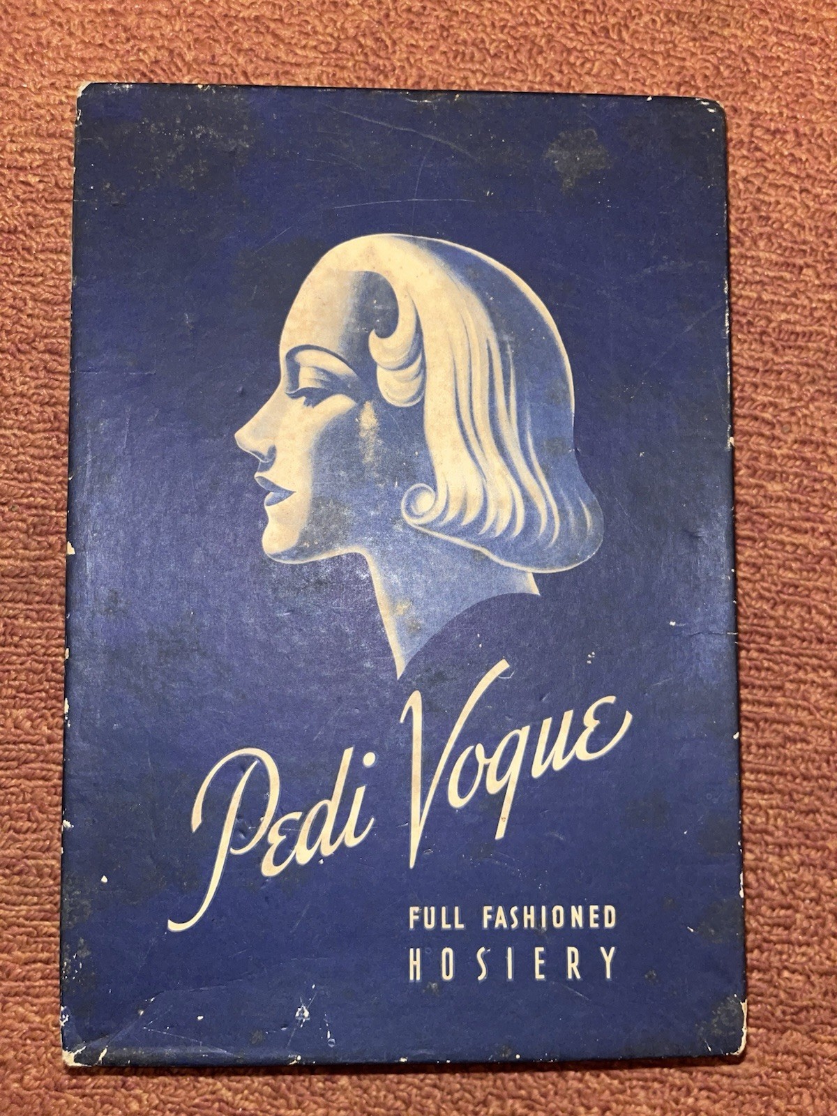 Vintage Pedi-Vogue Hosiery BOX ONLY Art Deco 1930s Navy Cardboard Box Empty