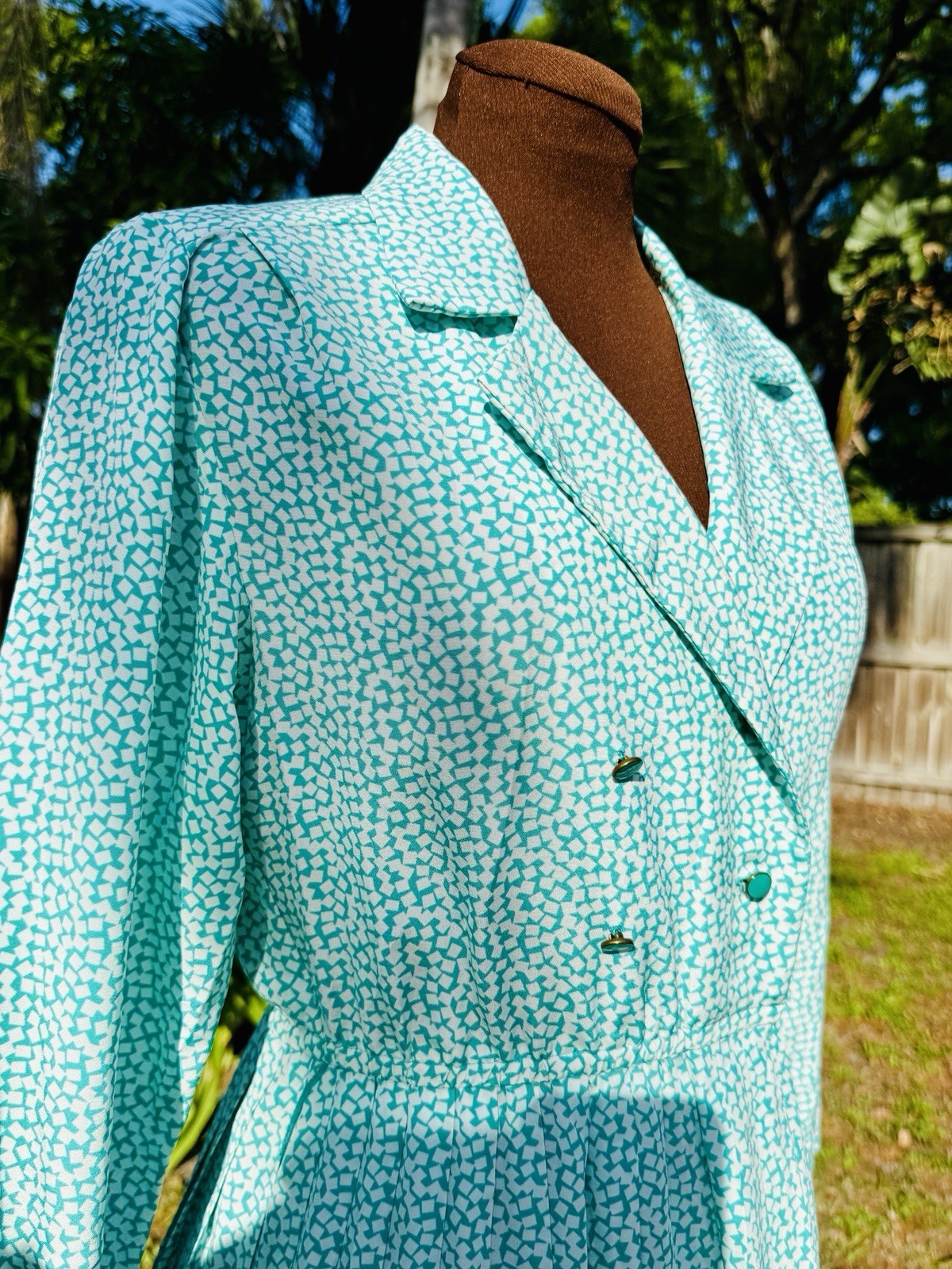 Vintage 1980’s Schrader Double Breasted Day Dress with Pleated skirt