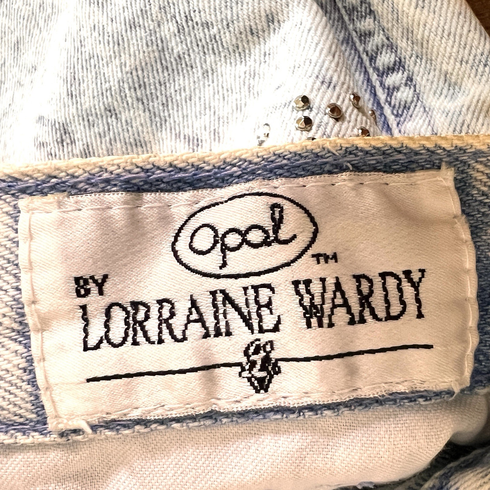 Vintage 80s Lorraine Wardy Acid Wash Studded Tapered Mom Jeans USA XS Denim