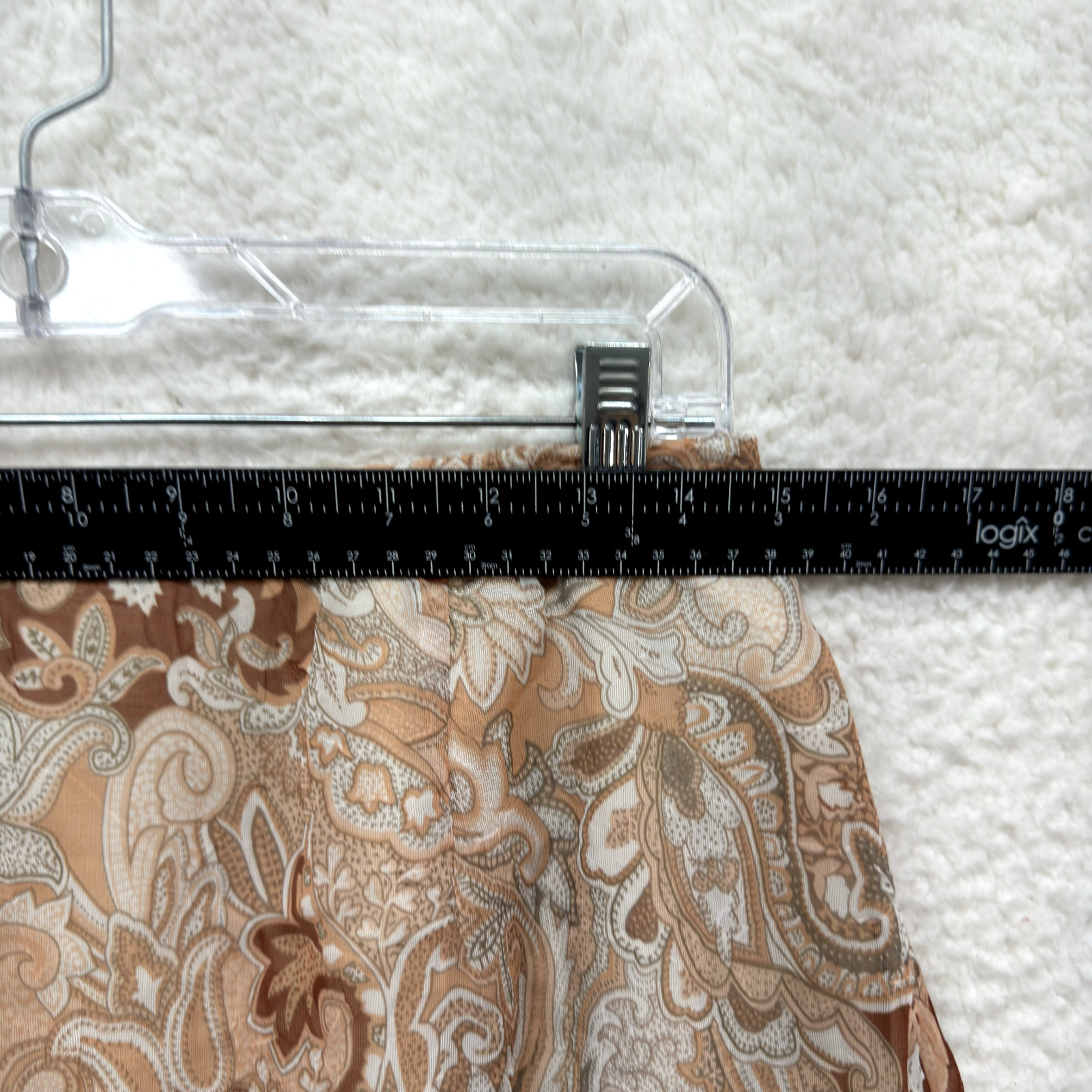 90s Y2K Vintage Mesh Midi Skirt Large 10 Tan Beige Paisley Boho Fairy Grunge