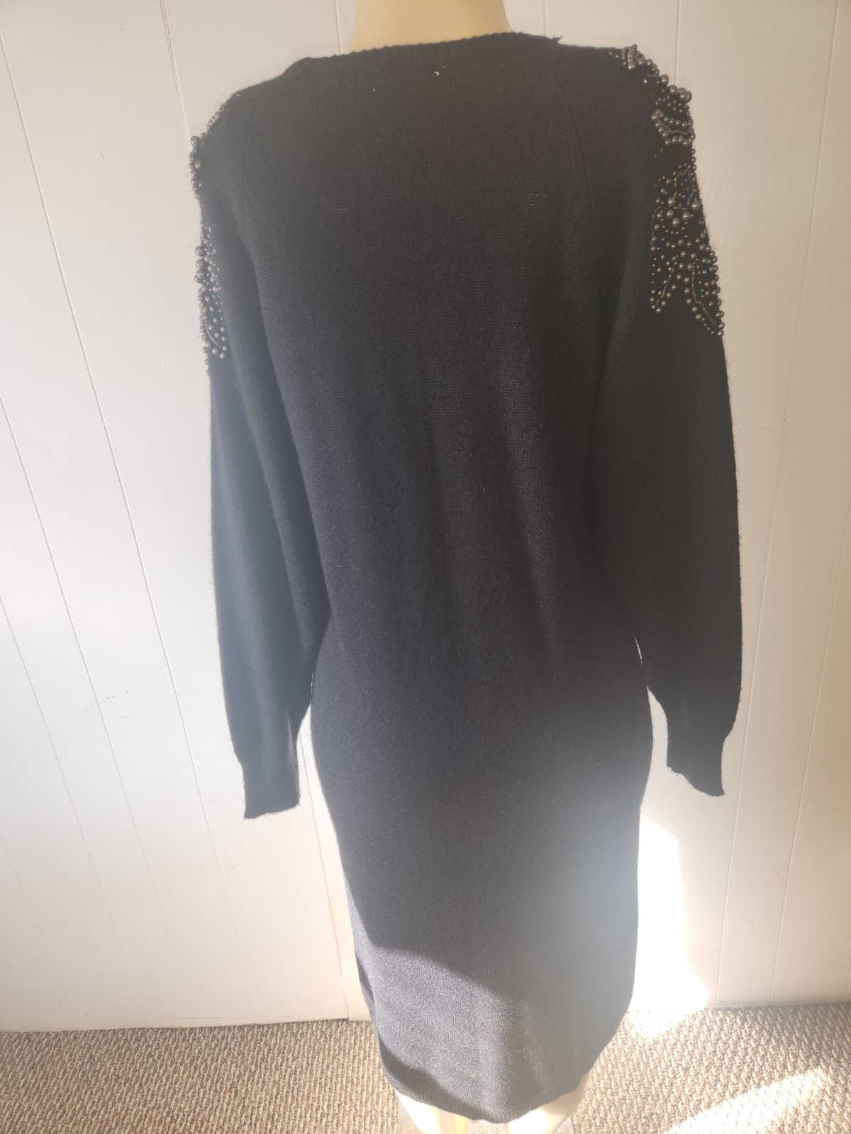 Rauol dress Pearl Beaded Sleeve Sweater Black Size S oversized vintage casual