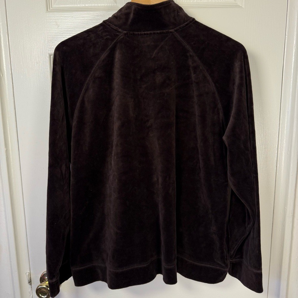 Vintage Kate Hill Brown Velour Jacket with Rhinestone Zipper Size XL
