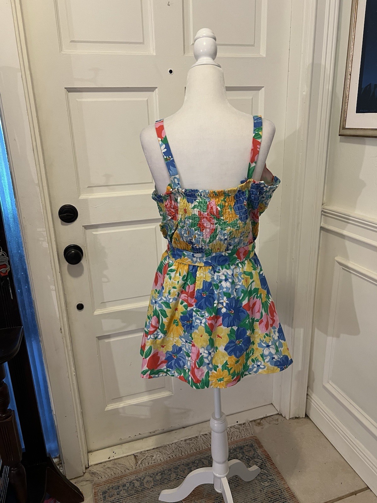 VTG vibrant Floral Print Sleeveless Dress/ Romper 50s/60s Sz L