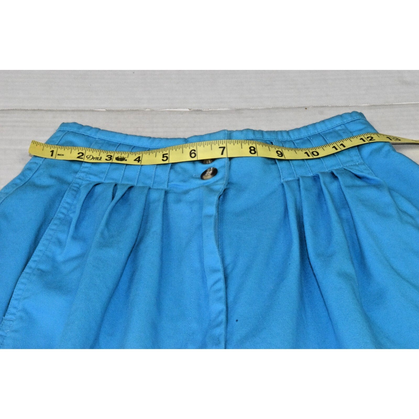 Vintage Shorts Sportables Size 6 90s Sky Blue Ultra High Waist Pleats Cotton