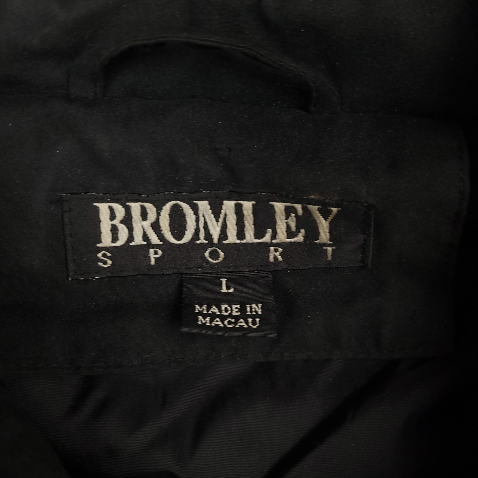 Vintage Bromley Sport Faux Fur Hooded Parka Coat Jacket Womens Large Black EUC